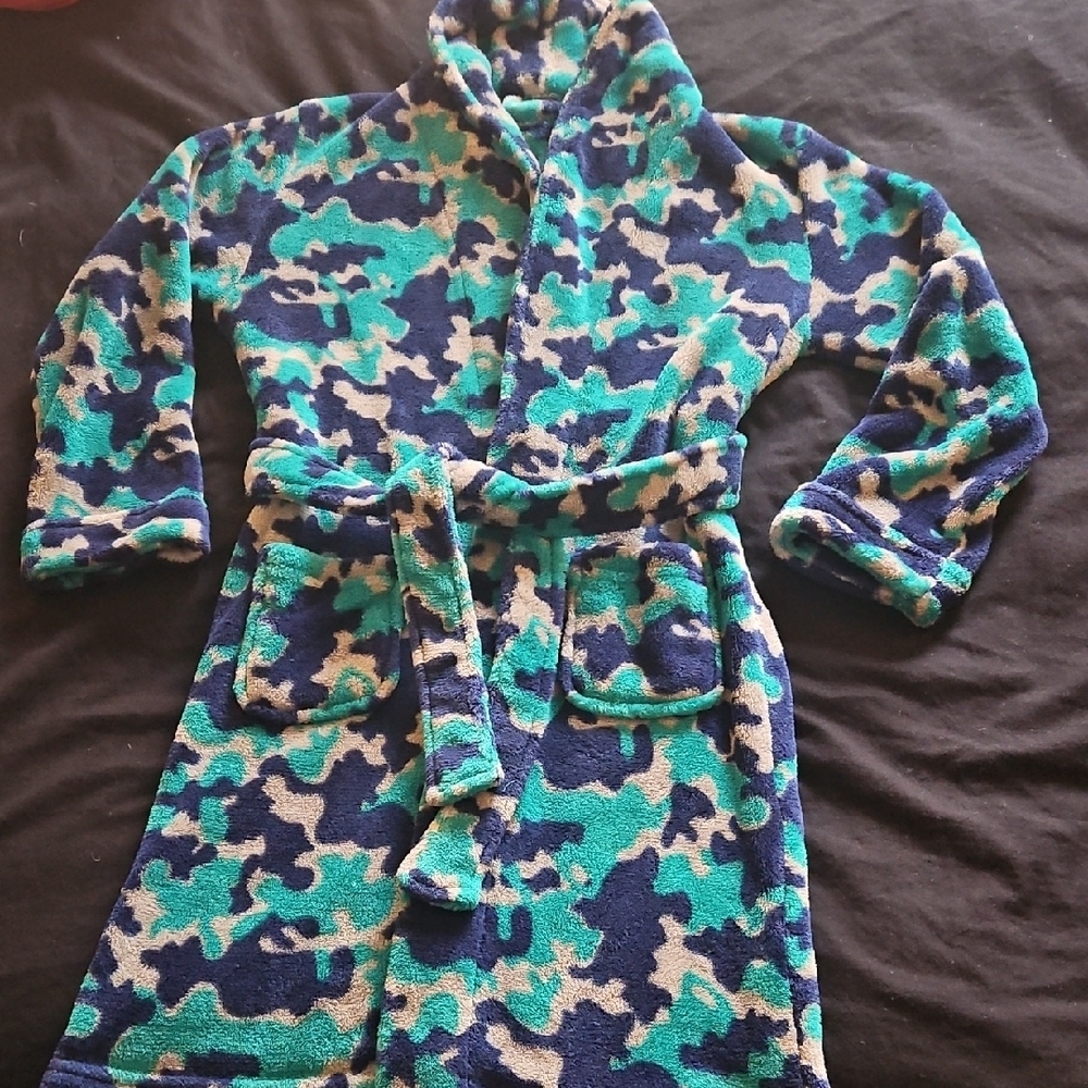 Kids Camouflage Robe - Blue and Green